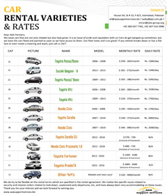 AAA Support Services Rental rate sheet